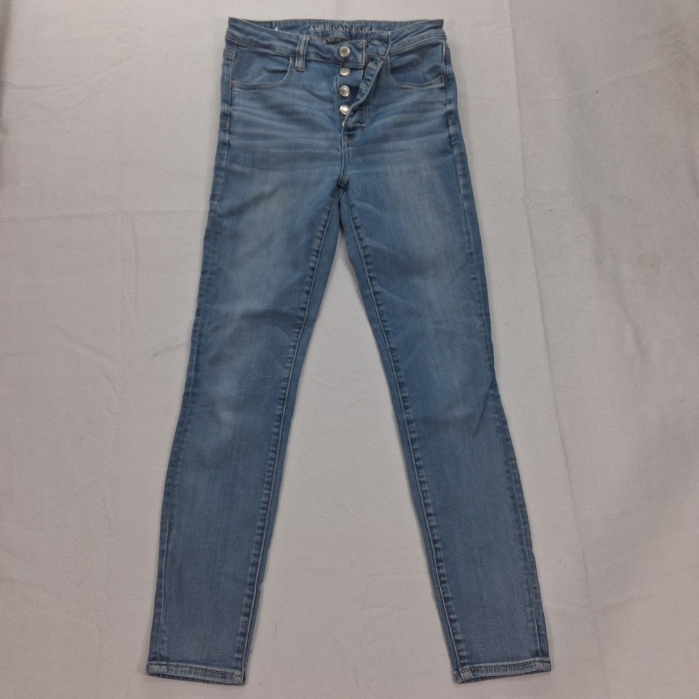 American Eagle Jeans Womens 8 Ne(x)t Level Stretch Skinny Blue Button Fly EUC